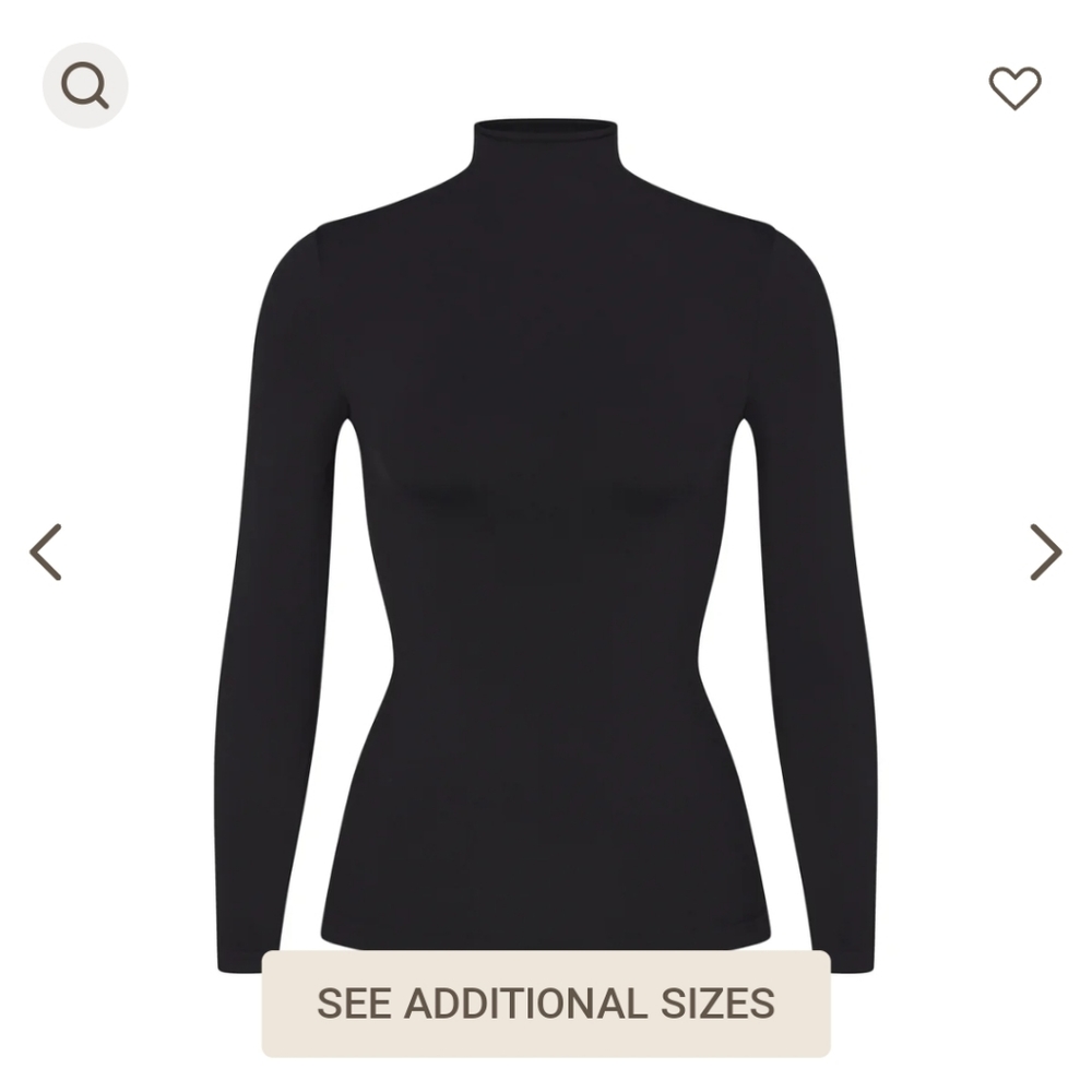 SKIMS SOFT SMOOTHING SEAMLESS TURTLENECK - Size L / Color Onyx